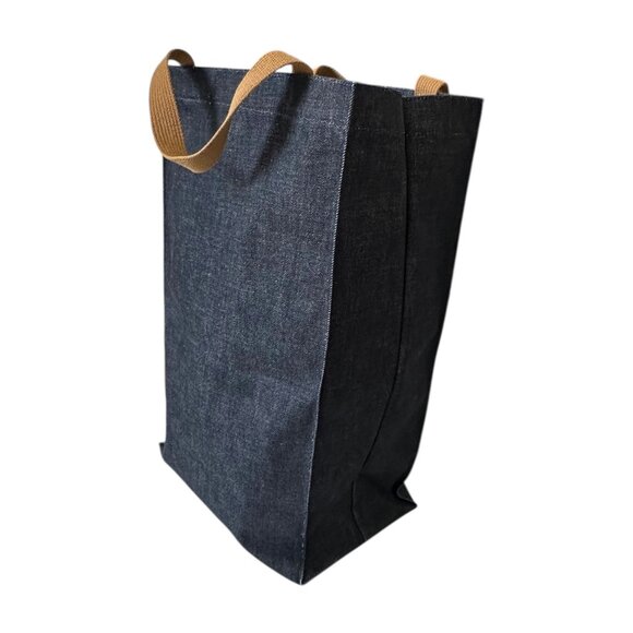 COMME des GARCONS SHIRT Denim Tote Bag Japan S22613 Indigo Tan - Picture 1 of 12